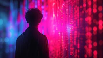 AI generated Soft neon glows accentuate the hacker's silhouette, adding a touch of mystery to the scene photo