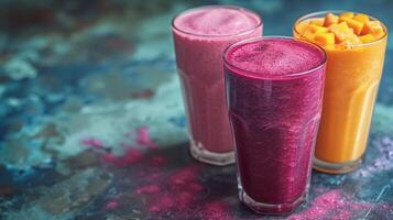 AI generated Nutrient-packed smoothies served in stylish glasses, promoting wellness and vitality photo