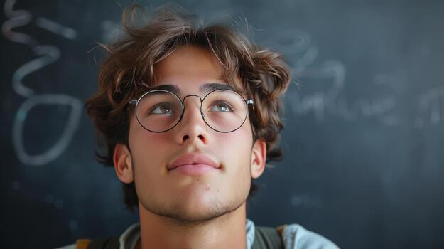 AI generated With an optimistic gaze, the student reflects hope and determination for the future photo