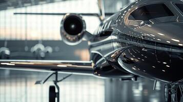 AI generated Every polished detail of the jet shines against the understated backdrop, photo