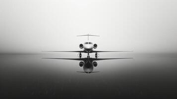 AI generated Soft reflections on the jet's surface harmonize with the minimalist aesthetic of the background photo