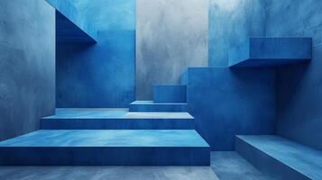 AI generated Sparse geometric arrangements in shades of blue and gray convey a sense of order and efficiency photo