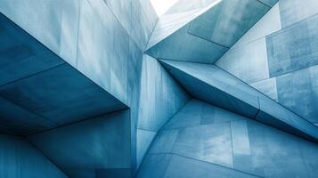 AI generated Sparse geometric arrangements in shades of blue and gray convey a sense of order and efficiency photo