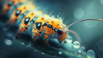 AI generated The velvety softness of a caterpillar's body, a promise of transformation yet to come photo