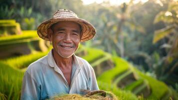 AI generated Harvest Smile in the Rice Fields photo