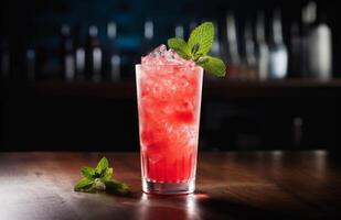 AI generated a watermelon cocktail with minty flavor. photo