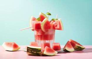 AI generated watermelon sounded good on sticks photo