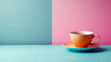 AI generated Beautiful minimalistic background with a cup of coffee photo