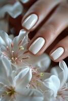 AI generated Beautiful nails with a manicure with nail polish photo