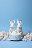 AI generated easter bunnies for cakes design photo