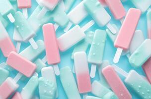 AI generated many ice pops in bluewhite and pink photo