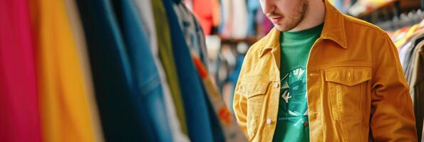 AI generated Man Shopping for Colorful Shirts photo