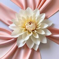 ai generado blanco dalia flor y pastel rosado seda antecedentes foto