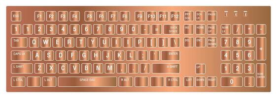 Vector copper computer keyboard on a white background