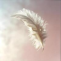 AI generated a white feather floating in the air photo