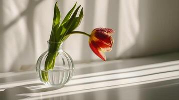 AI generated a flower in a vase on a window sill photo