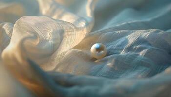 AI generated a close up of a pearl on a fabric photo