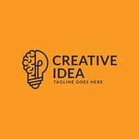 Idea logo icon vector template. Logo idea with light bulb and brain as main symbols.