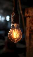 AI generated a light bulb that is hanging from a wire photo