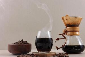 Glass Chemex Coffeemaker with Tasty Drip Coffee photo