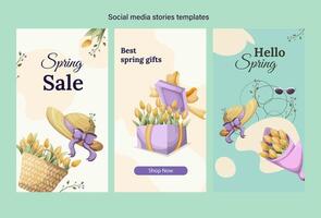 Trending editable template for social media stories store , spring, flower delivery Vector illustration