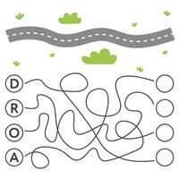 Maze game for kids. Help car to get home. Printable labyrinth activity for children vector