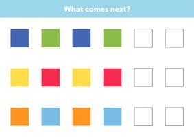 What comes next figures. Educational logical game for kids. Complete the sequence. Activity page for children. vector