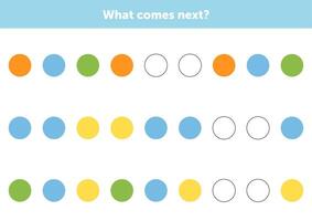 What comes next figures. Educational logical game for kids. Complete the sequence. Educational logical game for kids. vector