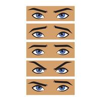 Cartoon expression eyes with different views vector