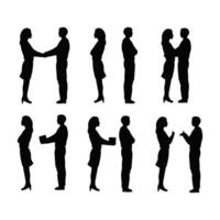 silhouettes of couples in various positions vector