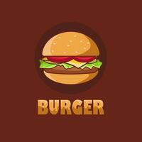 Simple burger icon. Cheeseburger or Hamburger fast food vector illustration