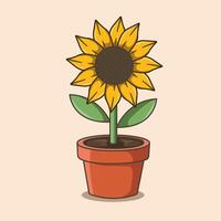 Sunflower and pot vector