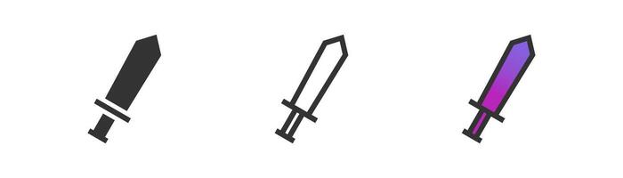 Simple sword icon. Outline and flat vector illustration.