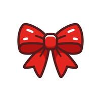 Decorative red ribbon bow illustration, christmas holiday decoration symbol, high quality vector illustration.