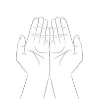 Giving or taking hand gesture. Outline of cupped hands with open palms. Hands carefully holding something. Vector illustration