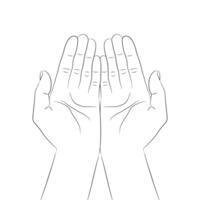 Giving or taking hand gesture. Outline of cupped hands with open palms. Hands carefully holding something. Vector illustration