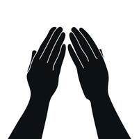 Silhouette of hands in covering gesture. Hand drawn vector illustration