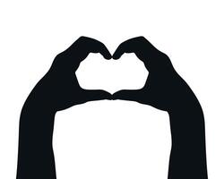 Hand drawn hands making heart silhouette. Hands making a heart gesture. Vector illustration