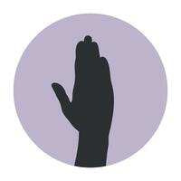Silhouette of a hand with open palm up. Vector illustration