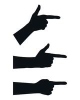 Set of hands with index finger silhouettes. Hand pointing finger. Vector illustration