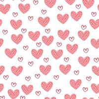 Cute hand drawn valentine heart seamless pattern, cute romantic background for Valentine's Day, Mother's Day, textile, wallpaper, sign. Vector design