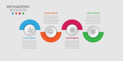 Infographic design presentation business template with icon 4 step. vector