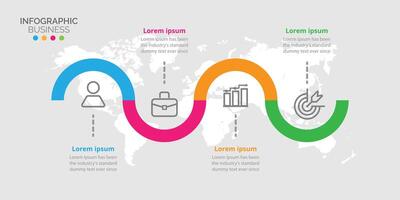 Infographic design presentation business template with icon 4 step. vector