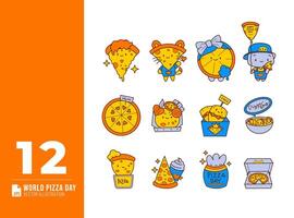 Hand drawn world pizza day doodle vector elements set. Pizzeria design illustration.