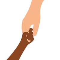 Dark skin tone child holding  parents hand. Parents day. Family day. vector