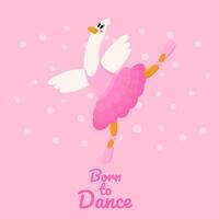 bailarina ganso. mano dibujar ilustración de un personaje en un tutu bailando ballet. ganso en danza pose. nacido a bailar. vector