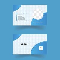 Blue hexagon modern creative business card and name card,horizontal simple clean template vector design