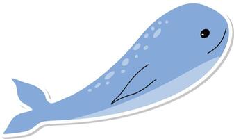 Cute cartoon whale sticker design vector