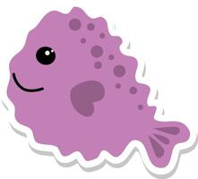 Cute cartoon sea urchin sticker design vector