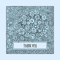 thank you card with hand drawn botanical illustration vector